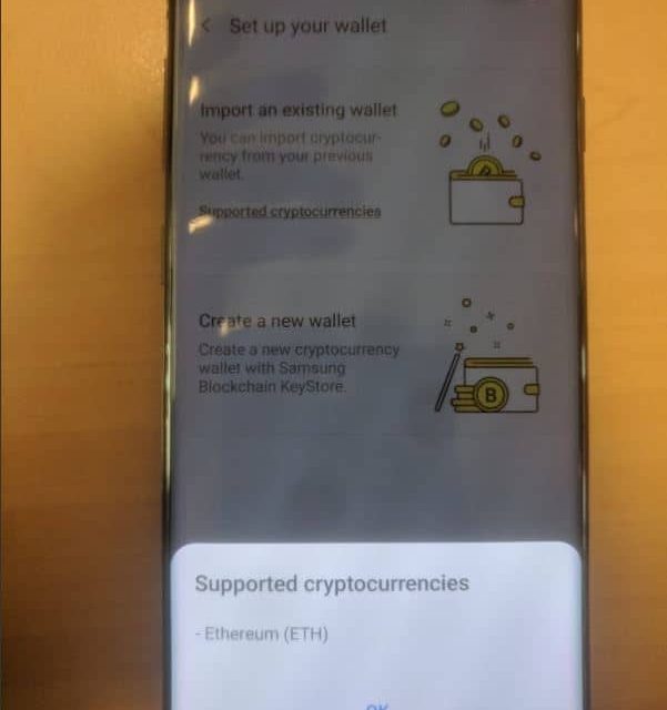 Samsung Galaxy10 contains cryptocurrency wallet