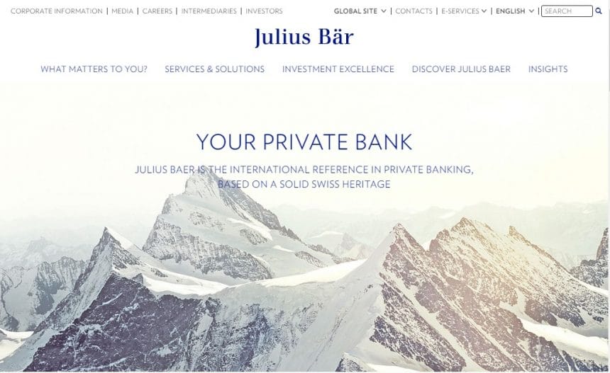 스위스 은행 줄리우스 베이어, 금년중 디지털 자산 서비스 시작