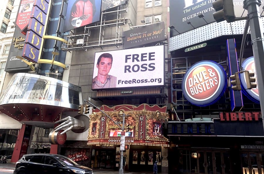 뉴욕 타임스퀘어에 ‘실크로드 운영자 석방’ 광고 걸려