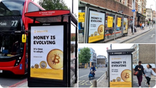 런던 버스 정류장에 비트코인 광고 등장 … “돈은 진화한다”