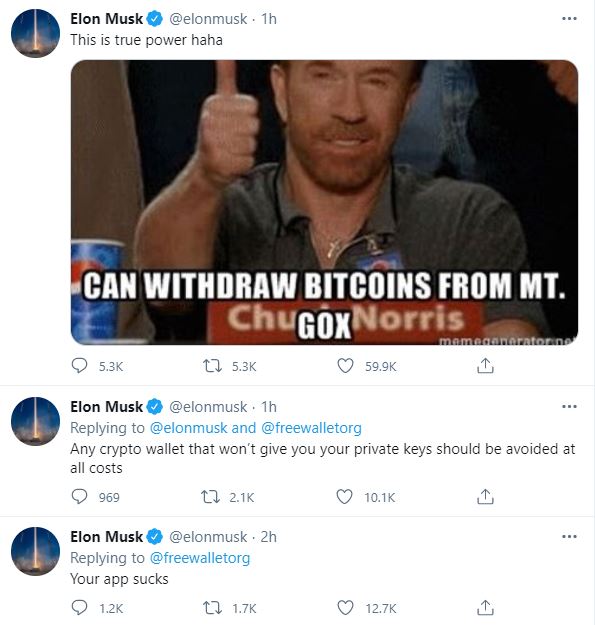 Musk criticizes Free Wallet app and demands account cancellation…  Have Bitcoin in your personal wallet?