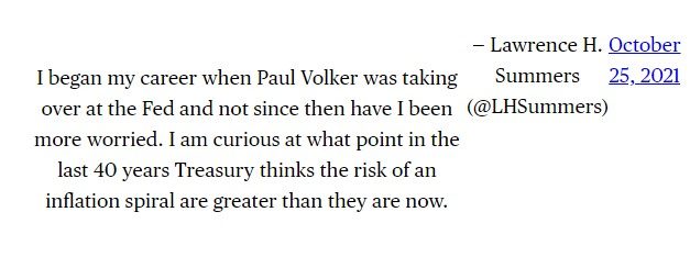 래리 서머스 “인플레이션 위험, 지난 40년중 지금이 가장 걱정”–10개 트윗으로 엘런 비판