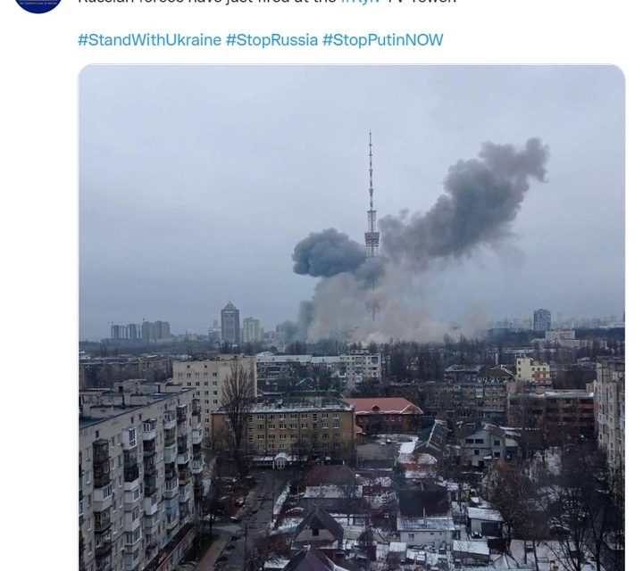 [러시아-우크라] “러, 키예프 TV타워 공격…채널 일시 중단·5명 사망”