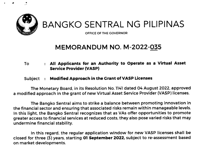 필리핀, 신규 가상자산서비스기업 면허 처리 3년간 중단