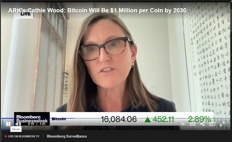 캐시 우드, 비트코인 2030년 100만달러 목표 고수 – 블룸버그