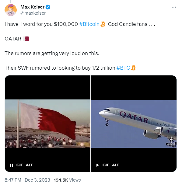 카타르 국부펀드 비트코인에 $5000억 투자 준비 ‘소문’ … 전문가들 “단순한 소문”